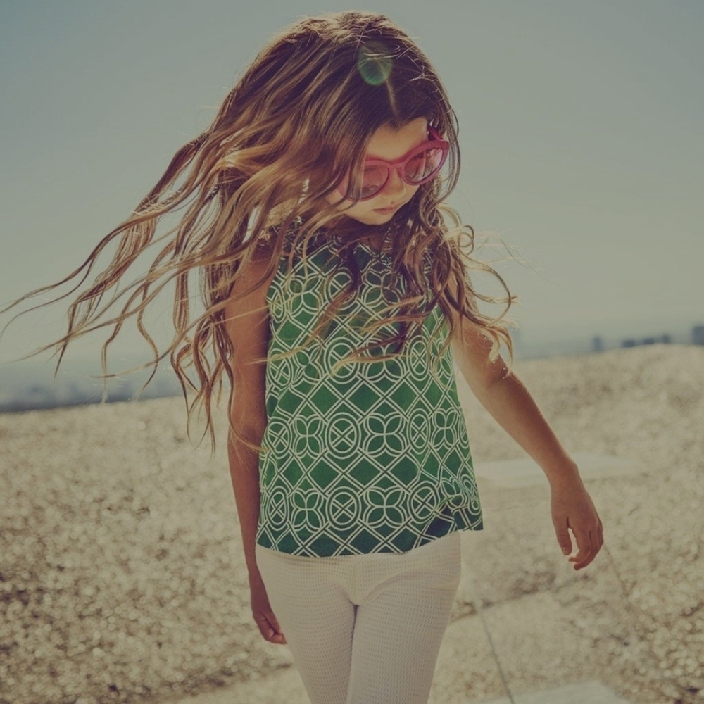 Green and White Patterned One-Shoulder Top